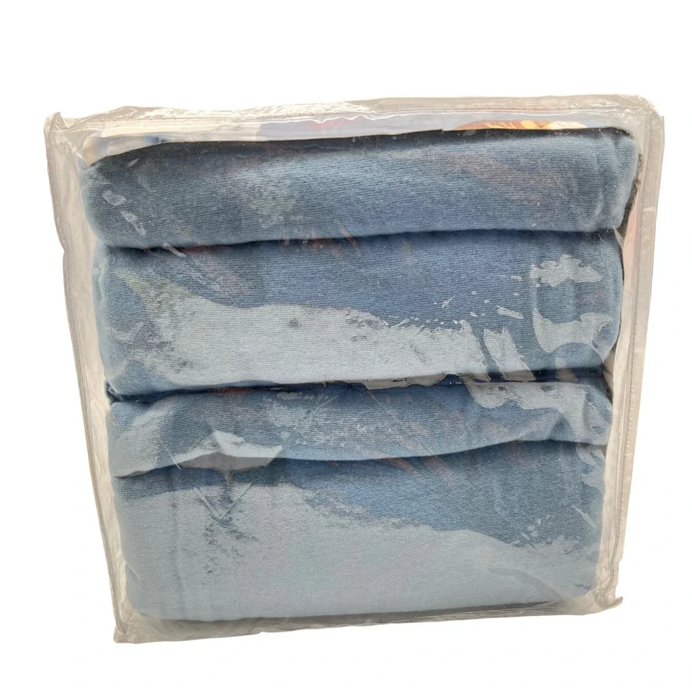 Hanes 2001 King Sheet Set 100% Cotton Flannel Blue Extra Deep Pockets NEW